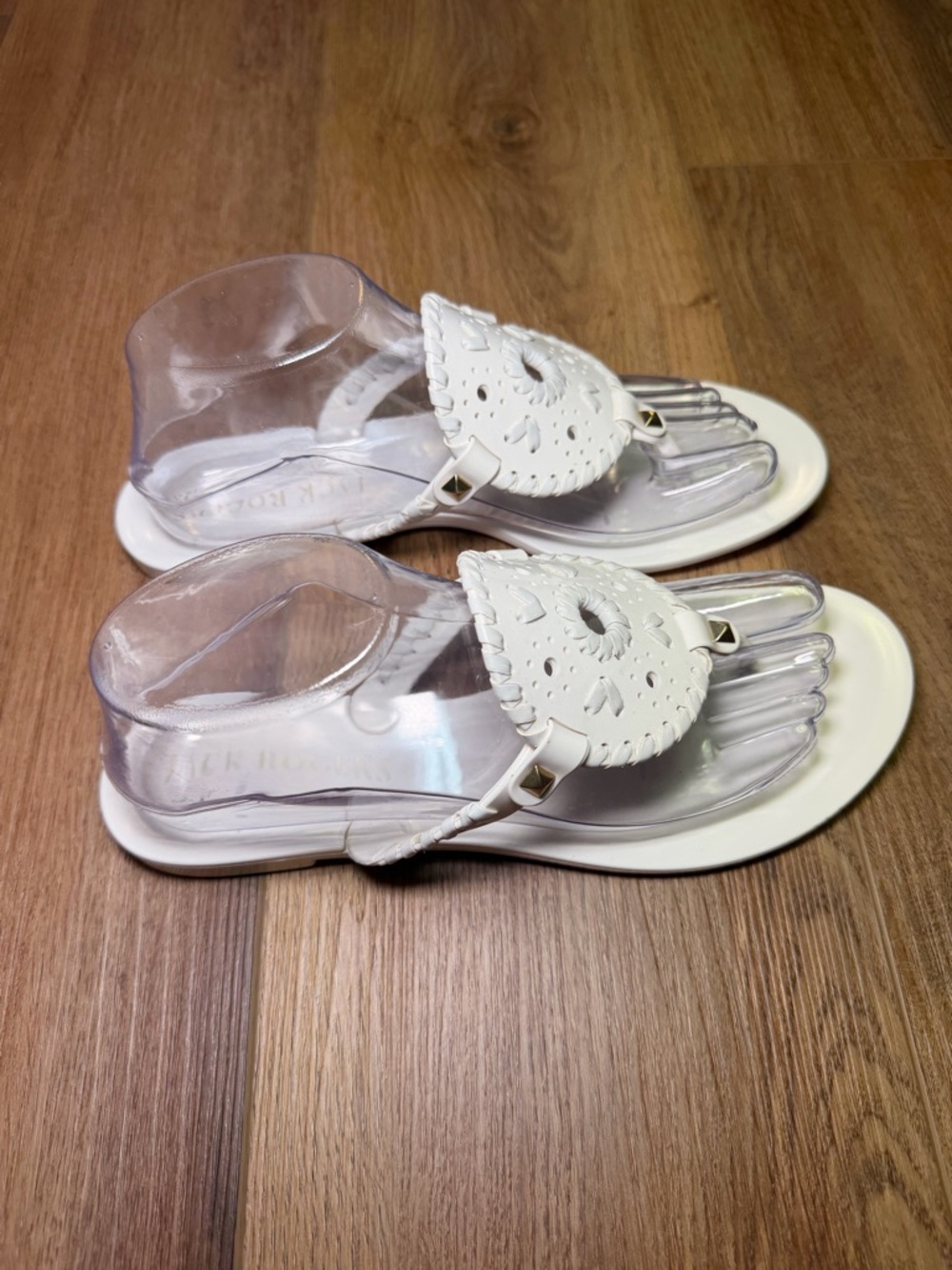 Jack Rogers Georgica Jelly Sandals White 8 NEW Waterproof Medallion Flip Flops - Picture 4 of 12